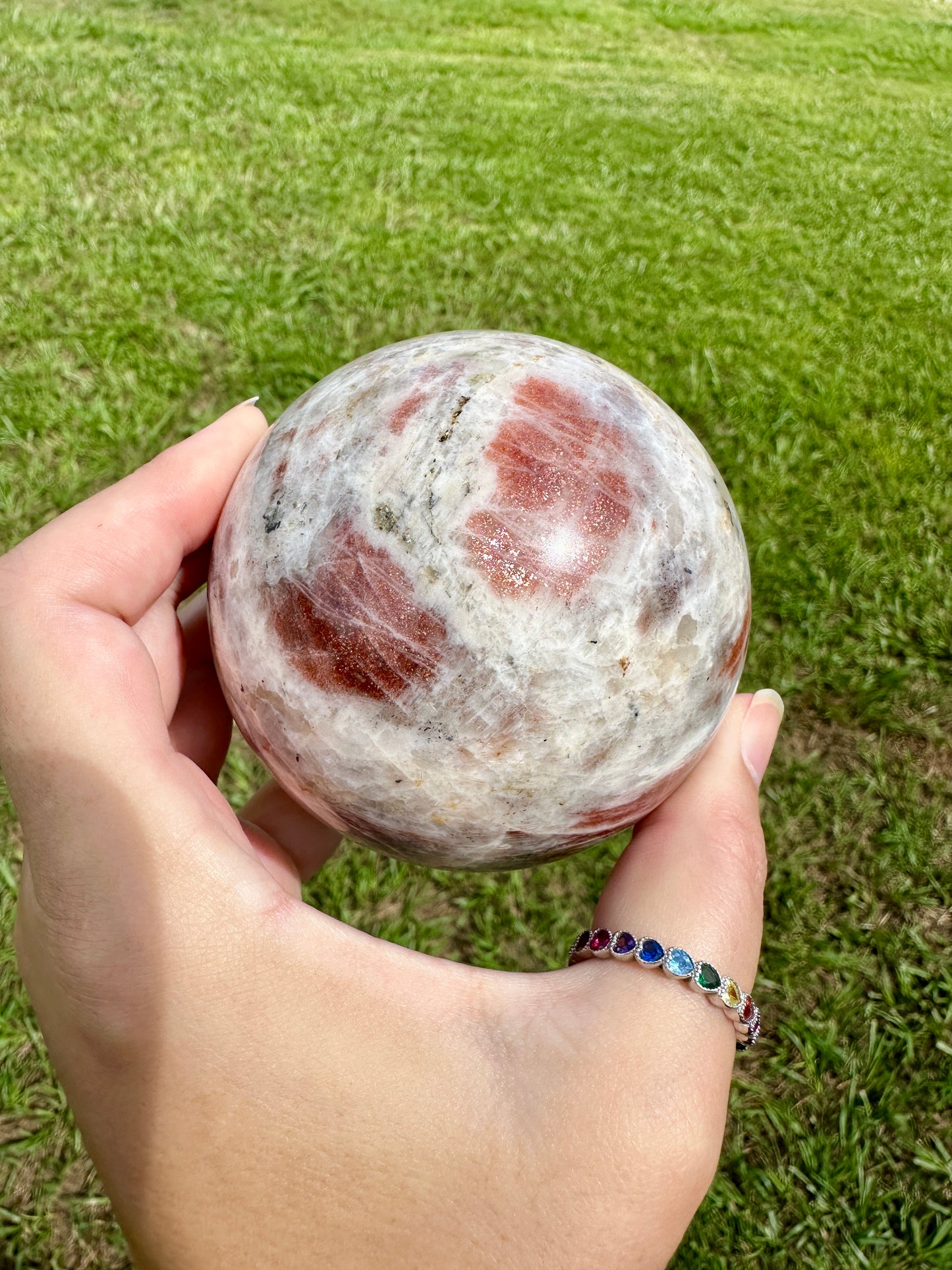 Natural Sunstone Sphere Crystal Ball, Polished Healing Sunstone Orb, Meditation Energy Gemstone, Sunstone Decorative Sphere, Home Decor Crystal Ball