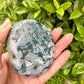 Stunning Moss Agate Palm Stone - Perfect for Meditation and Healing, Enhance Your Spiritual Journey with Natural Moss Agate, Unique Gift Idea