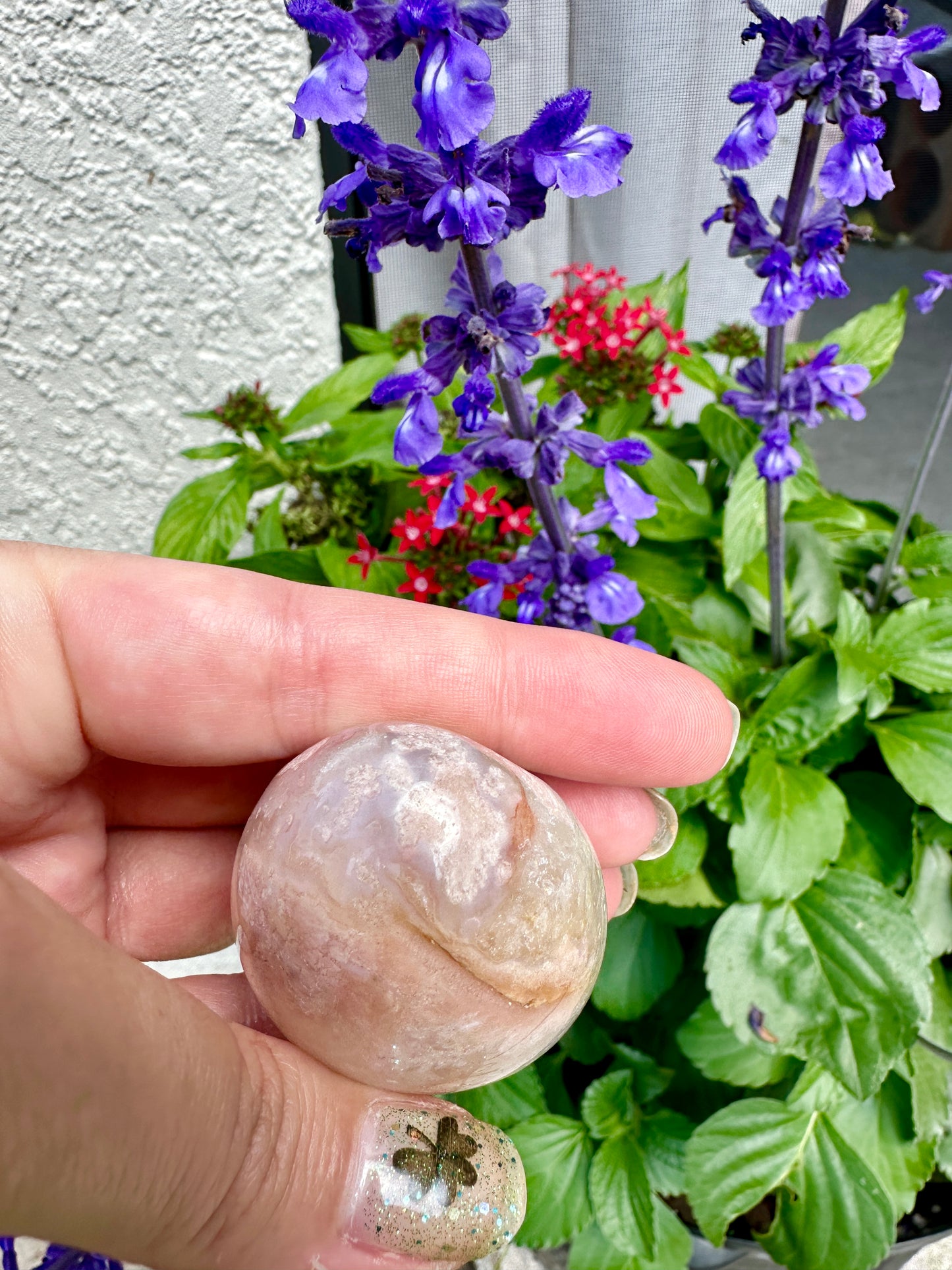 Dazzling Druzy Pink Amethyst & Flower Agate Egg Carving - Unique Crystal Decor, Energy Balancing Gemstone, Ideal Gift for Collectors