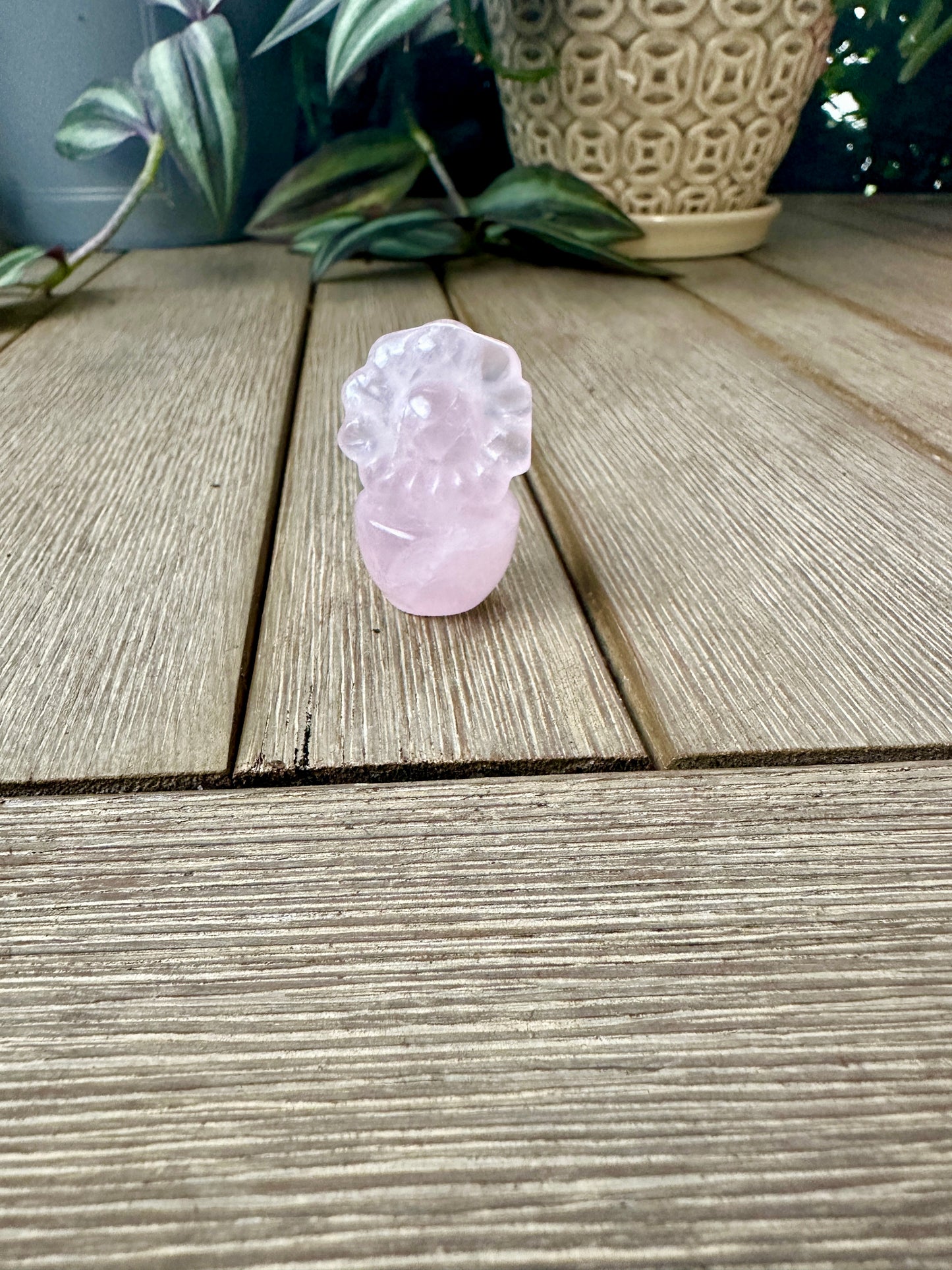 Rose Quartz Flower Plant Carving, Handcrafted Rose Quartz Crystal Plant, Healing Rose Quartz Flower Sculpture, Feng Shui Rose Quartz Decor, Love Energy Crystal