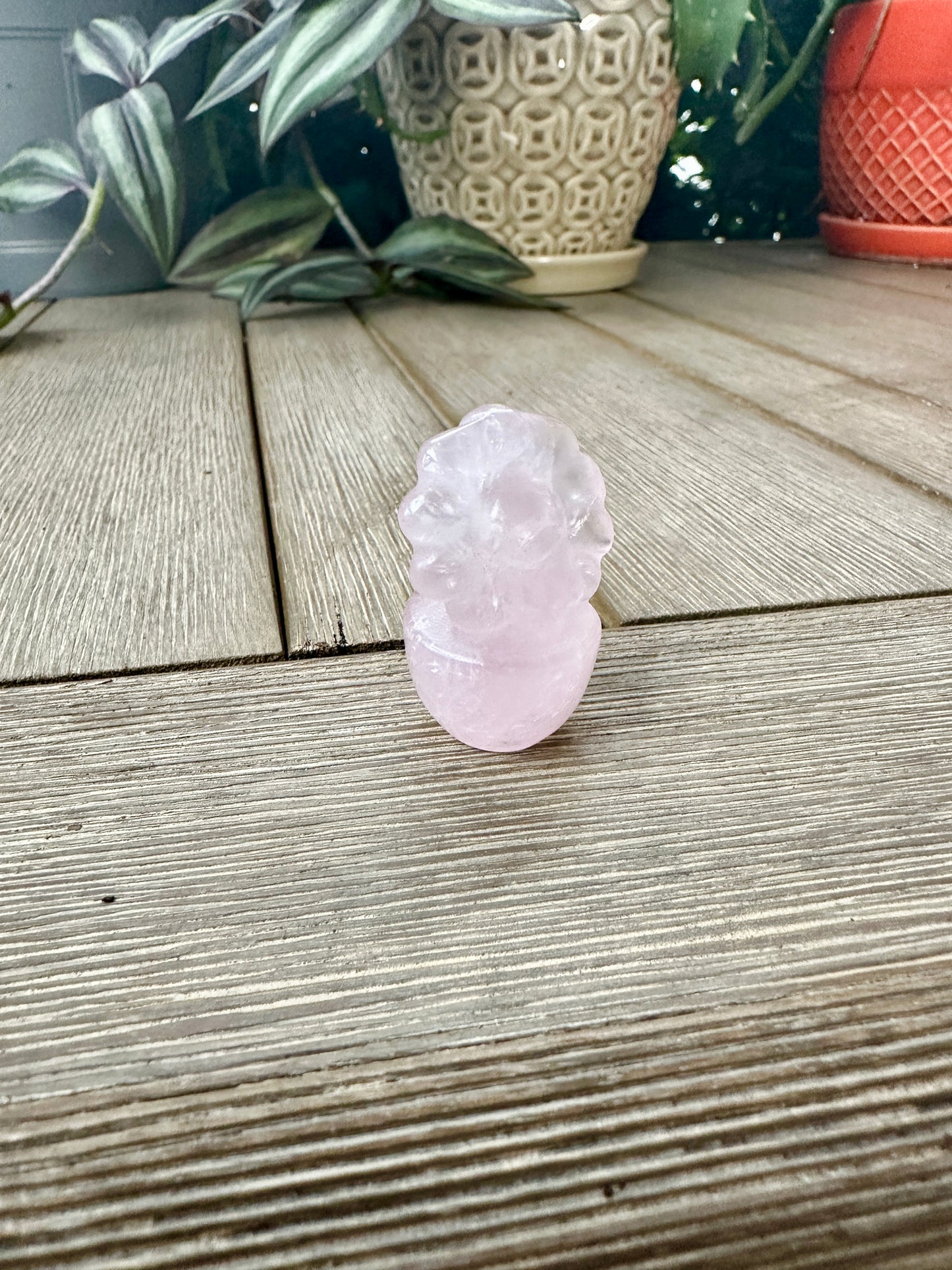 Rose Quartz Flower Plant Carving, Handcrafted Rose Quartz Crystal Plant, Healing Rose Quartz Flower Sculpture, Feng Shui Rose Quartz Decor, Love Energy Crystal