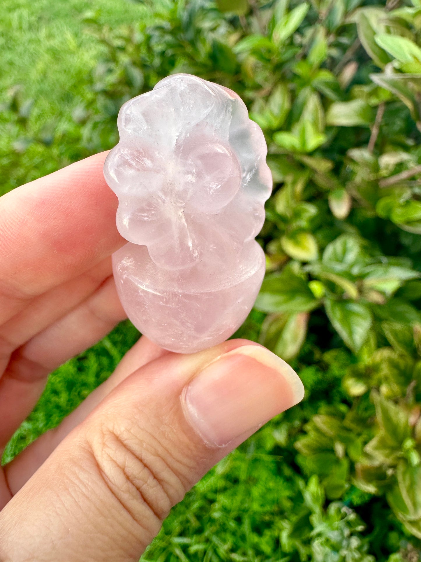 Rose Quartz Flower Plant Carving, Handcrafted Rose Quartz Crystal Plant, Healing Rose Quartz Flower Sculpture, Feng Shui Rose Quartz Decor, Love Energy Crystal