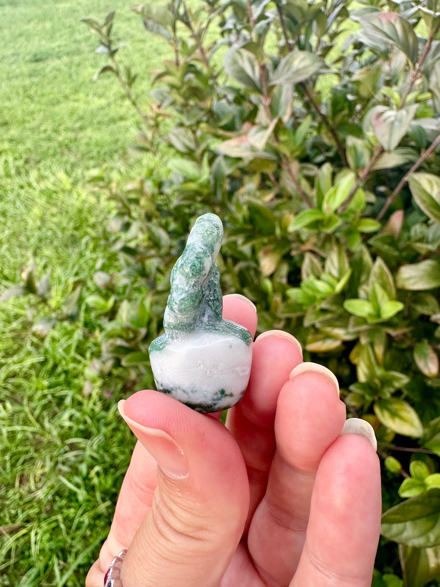 Moss Agate Flower Plant Carving, Handcrafted Moss Agate Crystal Plant, Healing Moss Agate Flower Sculpture, Nature-Inspired Crystal Decor, Feng Shui Moss Agate Decor