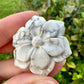 Howlite Flower Carving, Handcrafted Howlite Crystal Flower, Healing Howlite Flower Sculpture, White Howlite Crystal Decor, Calming Energy Gemstone Carving